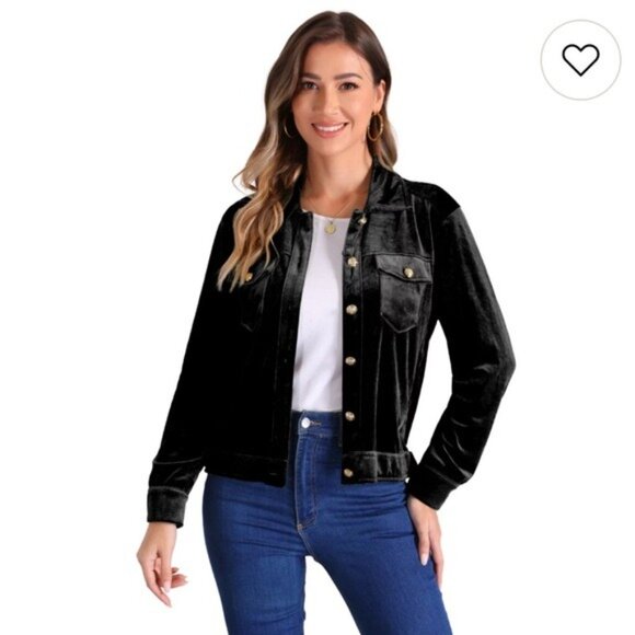 Chicos Velvet Jacket  Blazer Rayon Blend Long Sleeve Lined Black Size 1 ( Med/8) - Picture 10 of 10